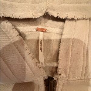 Free People Cream Frayed Edge Jacket